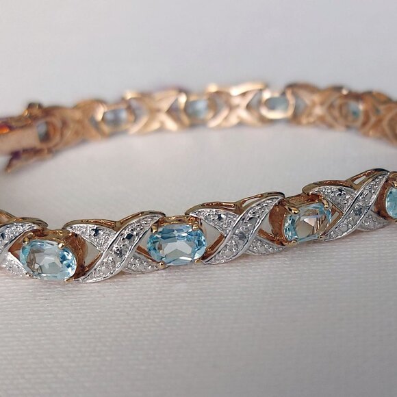 Genuine Swiss Blue Topaz Infinity Bracelet - Picture 10 of 11